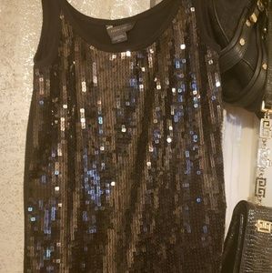 Armani Exchange Sequin Tank Black Bodycon